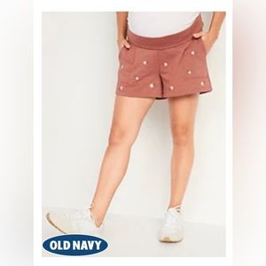 NWT Maternity sweat shorts with embroidered detailing
